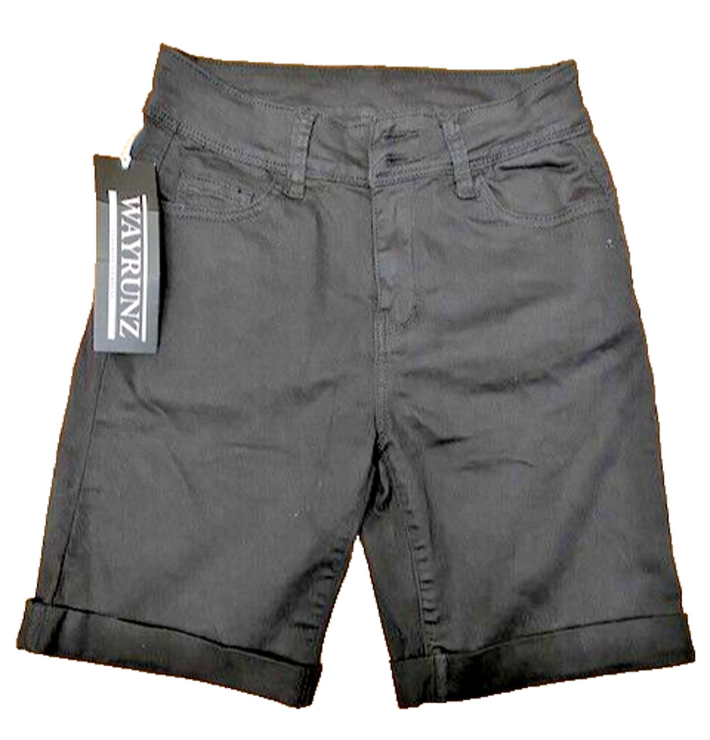 NEW Black Denim Burmuda Shorts Jorts Butt Lift Womens 7 Casual Stretch Shorts